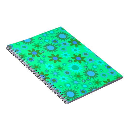 Bright Green Flower Power Pattern Notizblock (Rechte Seite)
