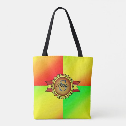 Bright Green Friendly Dragon Monogram Tasche (Rückseite)