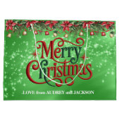 Bright Green frohe Weihnachten Große Geschenktüte (Rückseite)