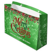 Bright Green frohe Weihnachten Große Geschenktüte (Rückseite Schrägansicht)