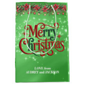 Bright Green frohe Weihnachten Mittlere Geschenktüte (Vorderseite)