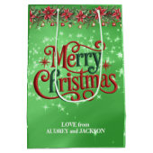Bright Green frohe Weihnachten Mittlere Geschenktüte (Rückseite)