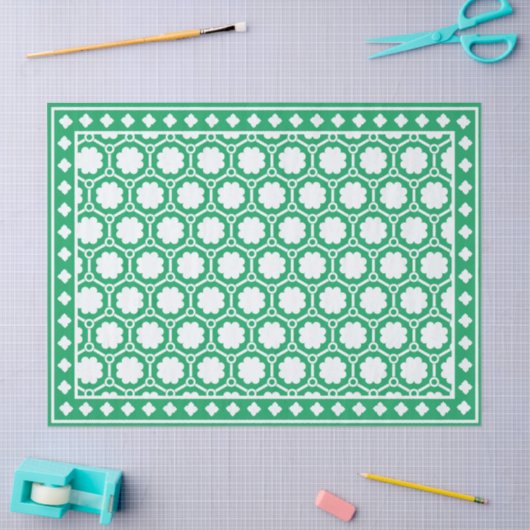 Bright Green Geometric Bone Inlay Decoupage Paper Seidenpapier (Basteln)