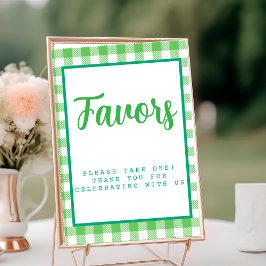Bright Green Gingham Favors Tischnummer