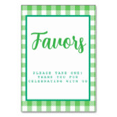 Bright Green Gingham Favors Tischnummer (Vorderseite)