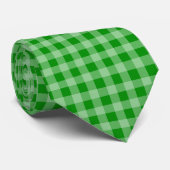 Bright Green Gingham Pattern Krawatte (Gerollt)