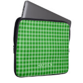 Bright Green Gingham Pattern Personalisiert Laptopschutzhülle (Vorne Rechts)
