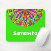 Bright Green Mandala Name Mousepad (Mit Mouse)