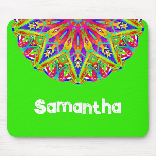 Bright Green Mandala Name Mousepad (Vorne)