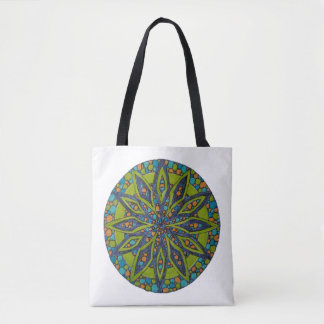 Bright Green/Navy Starburst Mandala Tote Bag Tasche