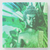 Bright Green Ombre Buddha Meditation Zen Steinuntersetzer (Vorderseite)