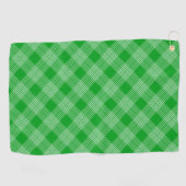 Bright Green Plaid Checked Pattern Golfhandtuch (Horizontal)