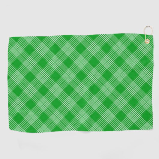 Bright Green Plaid Checked Pattern Golfhandtuch (Horizontal)