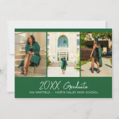 Bright Green Simple Foto Collage Graduation Party Einladung (Vorderseite)