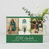 Bright Green Simple Foto Collage Graduation Party Einladung (Stehend Vorderseite)
