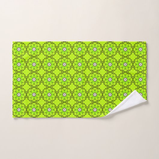Bright green towel with intricate circular pattern badhandtuch set (Handtuch)