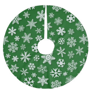 BRIGHT GREEN WHITE CHRISTMAS SNOWFLAKE PATTERS POLYESTER WEIHNACHTSBAUMDECKE
