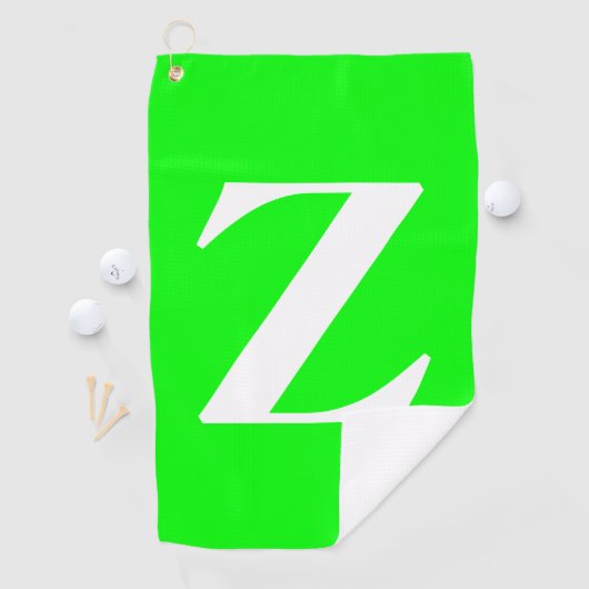 Bright Green White Monogram Golfhandtuch (Insitu)