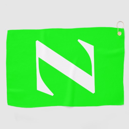 Bright Green White Monogram Golfhandtuch (Horizontal)