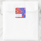 Bright Groovy Retro Blue Lila Wedding Custom Quadratischer Aufkleber (Tasche)