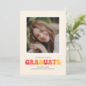 Bright Groovy Retro Foto Abschluss Ankündigung (Stehend Vorderseite)