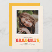 Bright Groovy Retro Foto Abschluss Ankündigung (Vorne/Hinten)