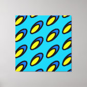 Bright Groovy Sky Blue Yellow Black Tiled Pattern Leinwanddruck (Vorderseite)