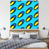 Bright Groovy Sky Blue Yellow Black Tiled Pattern Leinwanddruck (Insitu (Schlafzimmer))