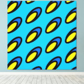Bright Groovy Sky Blue Yellow Black Tiled Pattern Leinwanddruck (Insitu (Holzboden))