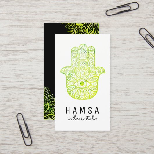 Bright Hamsa Reiki Business Cards Visitenkarte (Vorderseite/Rückseite Beispiel)