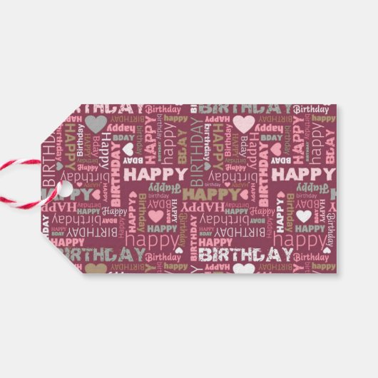 Bright Happy Birthday Pattern Background Geschenkanhänger (Rückseite Horizontal)