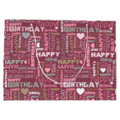 Bright Happy Birthday Pattern Background Gift Bag Große Geschenktüte (Rückseite)