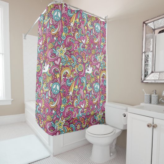 Bright Hippie Pattern Duschvorhang (Beispiel)