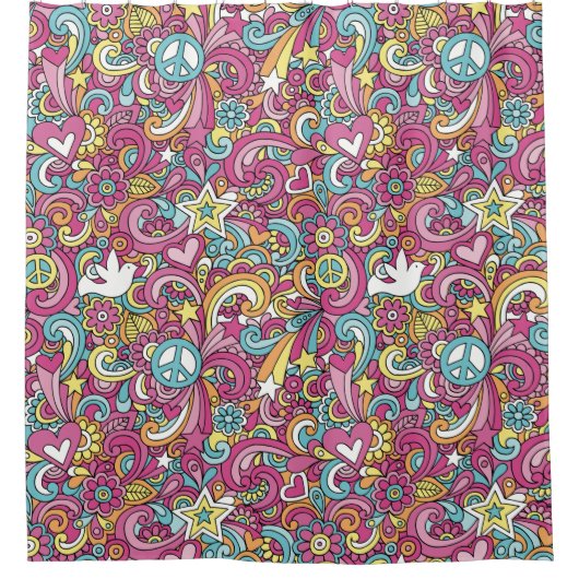 Bright Hippie Pattern Duschvorhang (Vorderseite)
