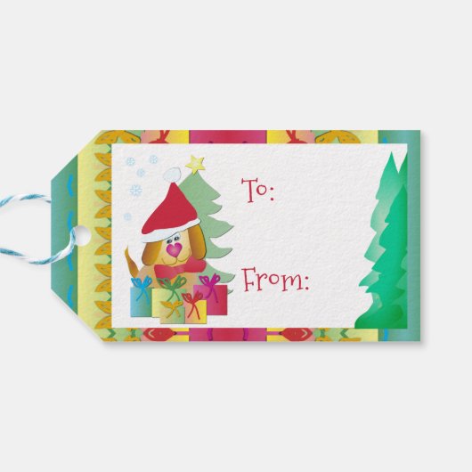 Bright Holiday Designed Geschenkanhänger (Rückseite Horizontal)