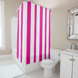Bright Hot Pink White Summer Stripes Duschvorhang