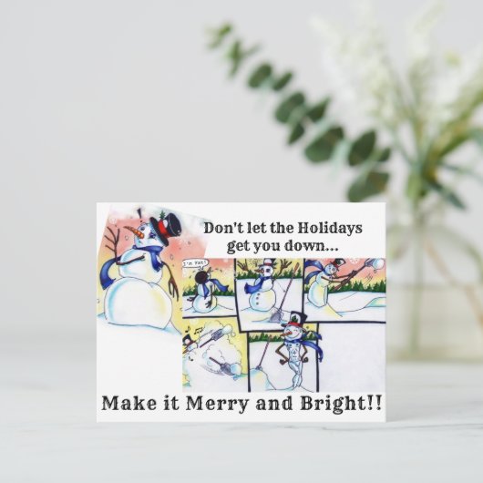 Bright Idea Snowman Postkarte (Stehend Vorderseite)
