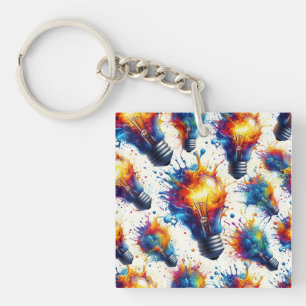 Bright Ideas - Colorful Light Bulb Pattern with Ab Schlüsselanhänger