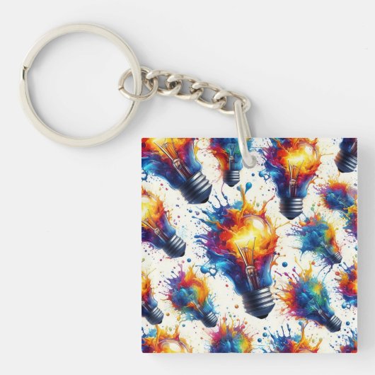 Bright Ideas - Colorful Light Bulb Pattern with Ab Schlüsselanhänger (Vorderseite)