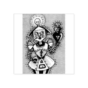 BRIGHT IDEE MÄDCHEN ROBOT SCI FI RUBBER BRIEFMARKE GUMMISTEMPEL
