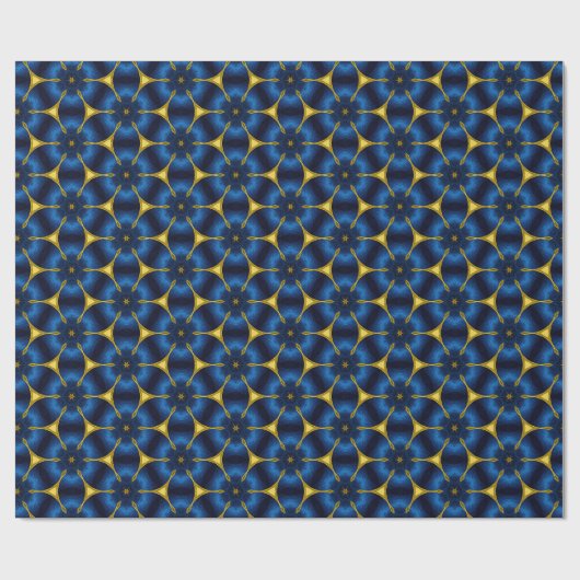 Bright Indigo Blue und Gold Geschenkpapier (Flach)