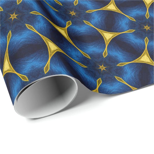 Bright Indigo Blue und Gold Geschenkpapier (Rolleneckpunkt)