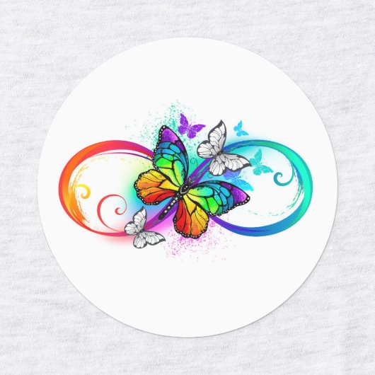 Bright infinity with rainbow butterfly etiketten (Design 2)