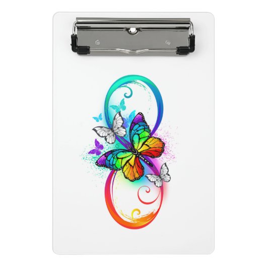 Bright infinity with rainbow butterfly mini klemmbrett (Vorderseite)