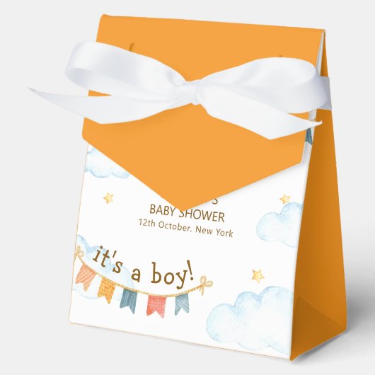 Bright It's A Boy Bear Airplane Sky Baby Shower  Geschenkschachtel (Vorderseite)