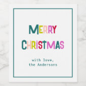 Bright & Joyful Frohe Weihnachts Pine Green Weinetikett (Einzelnes Label)