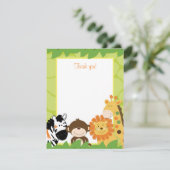 Bright Jungle Safari Tiere Flat Danke Karte (Stehend Vorderseite)