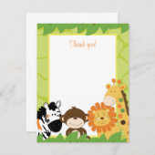 Bright Jungle Safari Tiere Flat Danke Karte (Vorne/Hinten)