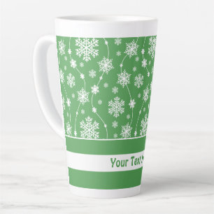 Bright Kelly Green Winter White Snowflake Muster Milchtasse