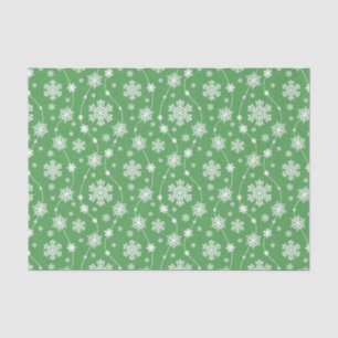 Bright Kelly Green Winter White Snowflake Muster Seidenpapier